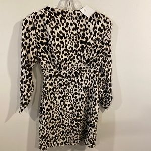 ZARA Leopard Print Mini Dress w/ Shoulder Pads Size XS